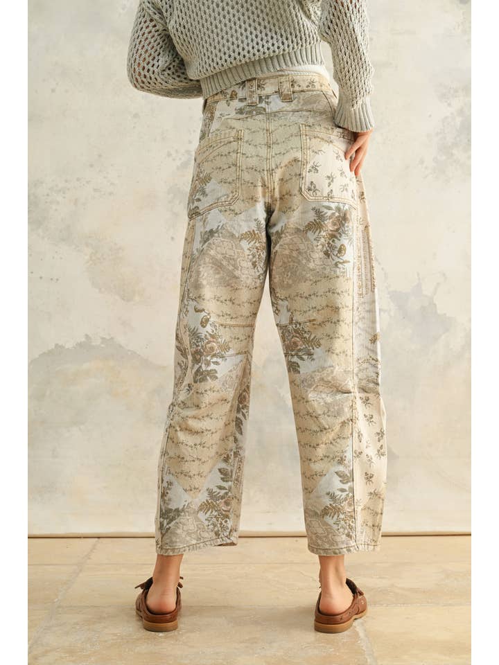 P5052 MULTI PRINTED BARREL PANTS for wholesale on Faire