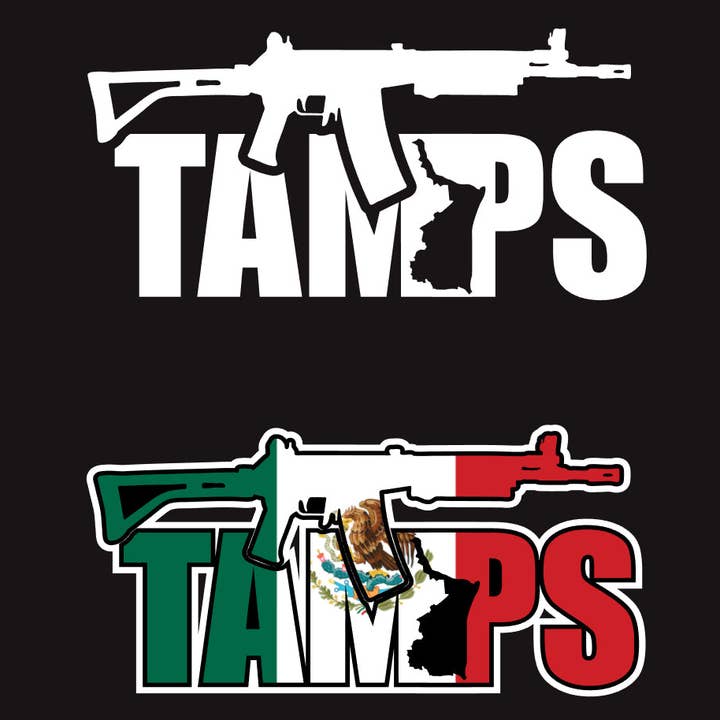 Autocollant en vinyle Tamaulipas avec pistolet, fenêtre de voiture, ordinateur portable, autocollant en vinyle, Trokiando, camions, véhicules, drapeau mexicain, timbres pour armes à feu pour la vente par X Graphics Signs & Printing