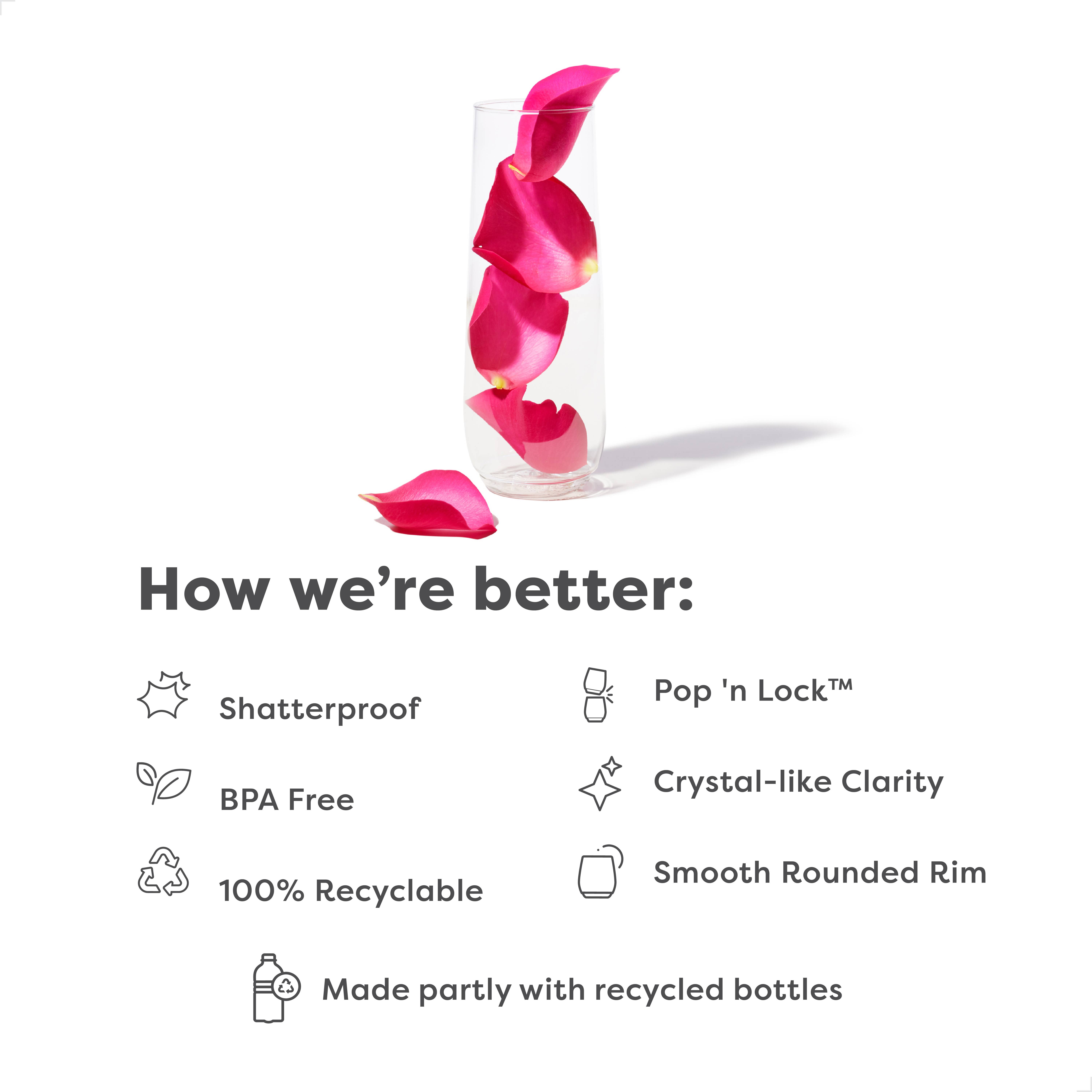 TOSSWARE - Wholesale Champagne Flute - TOSSWARE POP 9oz Flute Individual Color Plastic 252 Pack4