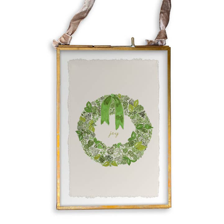 French Graffiti - Wholesale Tea Towel - Green Wreath with Joy13