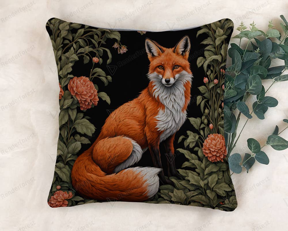 Upside Down Owl Farm - Wholesale Throw/Decorative Pillow - Fox Home Decor, Woodland Fox Pillow, Fox Accent Pillow5