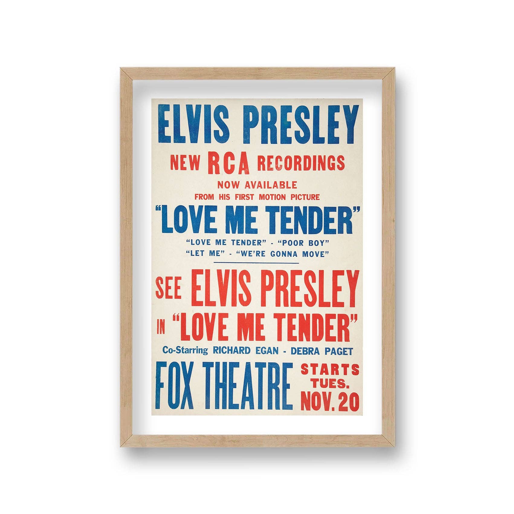 Gallery Print and Art – wholesale Poster – Elvis Presley Love Me Tender Vintage Promotional Poster2