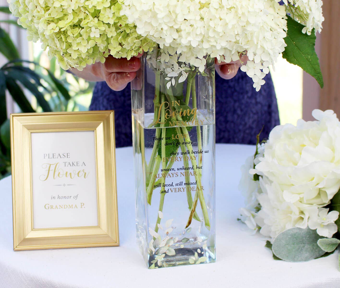 Lillian Rose - Wholesale Vase - Botanical Theme Memorial Flower Vase with Sympathy Verse1