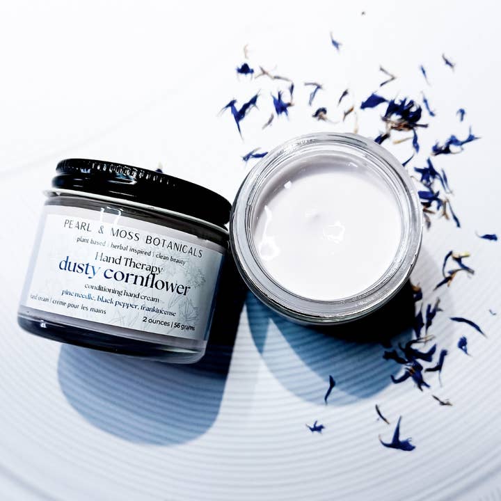 Hand Therapy: Conditioning Hand Cream (Dusty Cornflower) for wholesale by Pearl & Moss Botanicals Inc.
