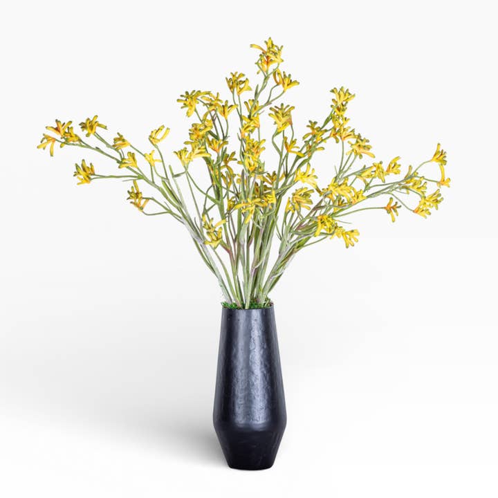13" Aubrey Vase with Kangaroo Paw Arrangement AR1492 for wholesale by Replica Plants and Decor