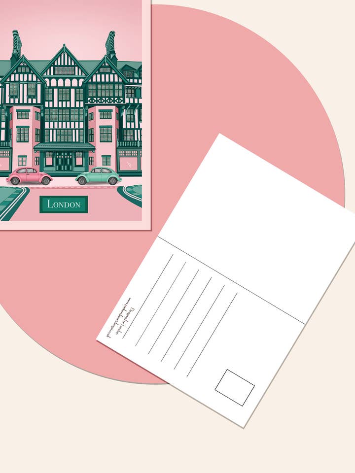 Liberty London Postkort | mini vægkunsttryk | pasteltryk for engroshandel hos Pink and Mint Design
