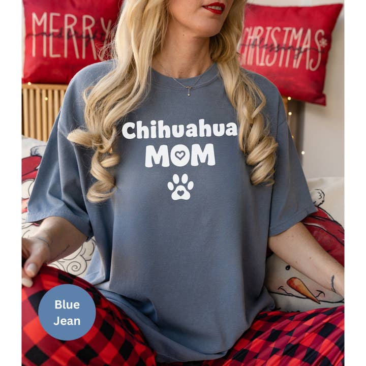 Graphic Galore - Wholesale Screen Printed T-Shirt - Women's - Chihuahua Mom T-Shirt, Dog Mom, Pet Lover Tee, Cute Heart Paw Print Design, Gift for Dog Owners, Animal Lover Shirt6