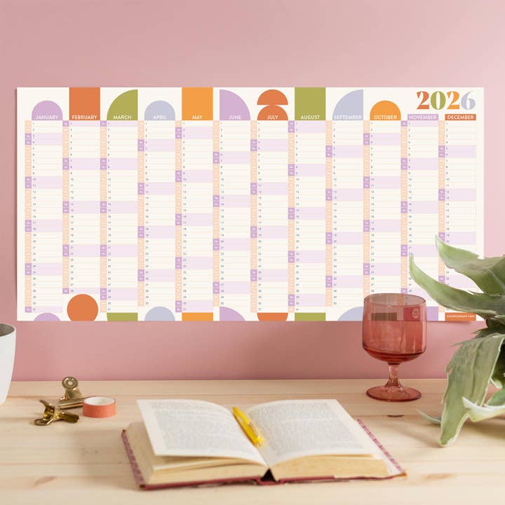 2026 Year Wall Planner | Geometric Citrus Splash for wholesale by Good Tuesday (Once Upon a Tuesday)