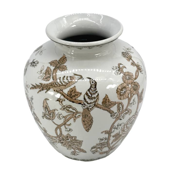 Galt International Company – Engroshandel Vase – Brun keramisk chinoiserie vase 10"5