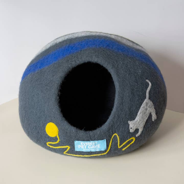 Cat Cave Charcoal Mix 100% Wool, Wet-Felted, Handmade for wholesale by Everest Pet Supply & Gifts