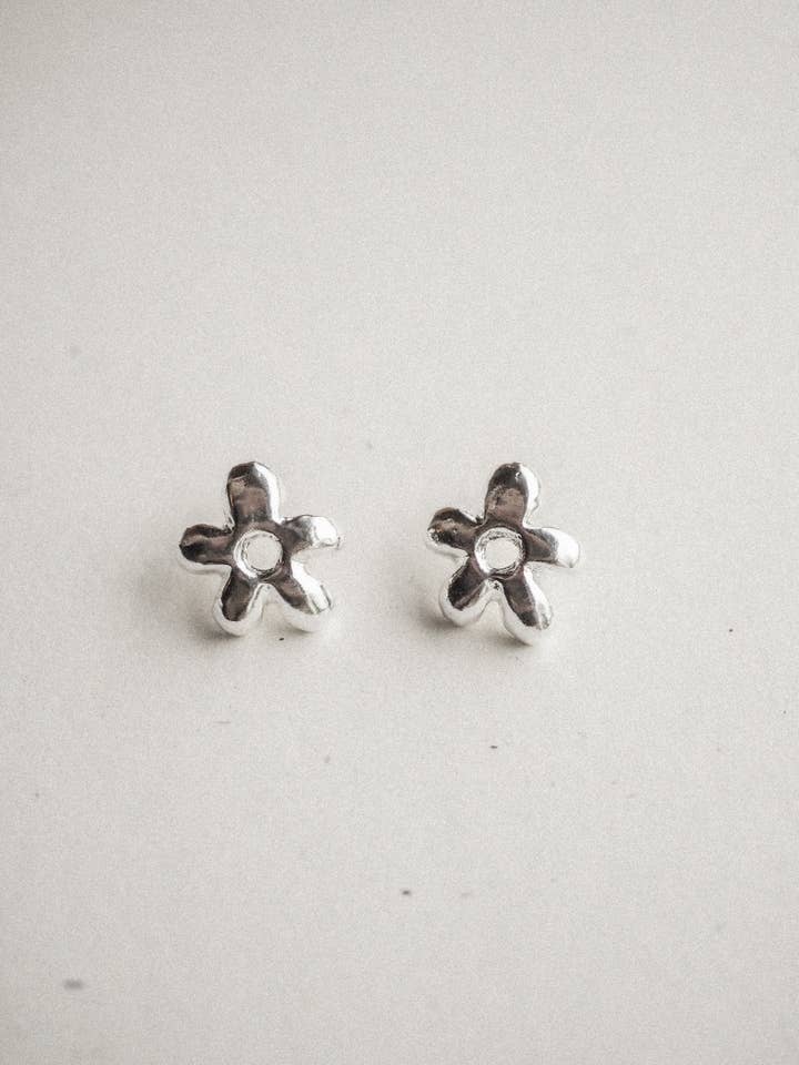 la fleur studs | organic flower earrings | silver for wholesale by Emily Hartwell