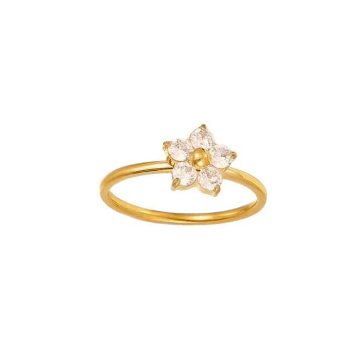 Ring crystal flower wit voor wholesale door Rosies
