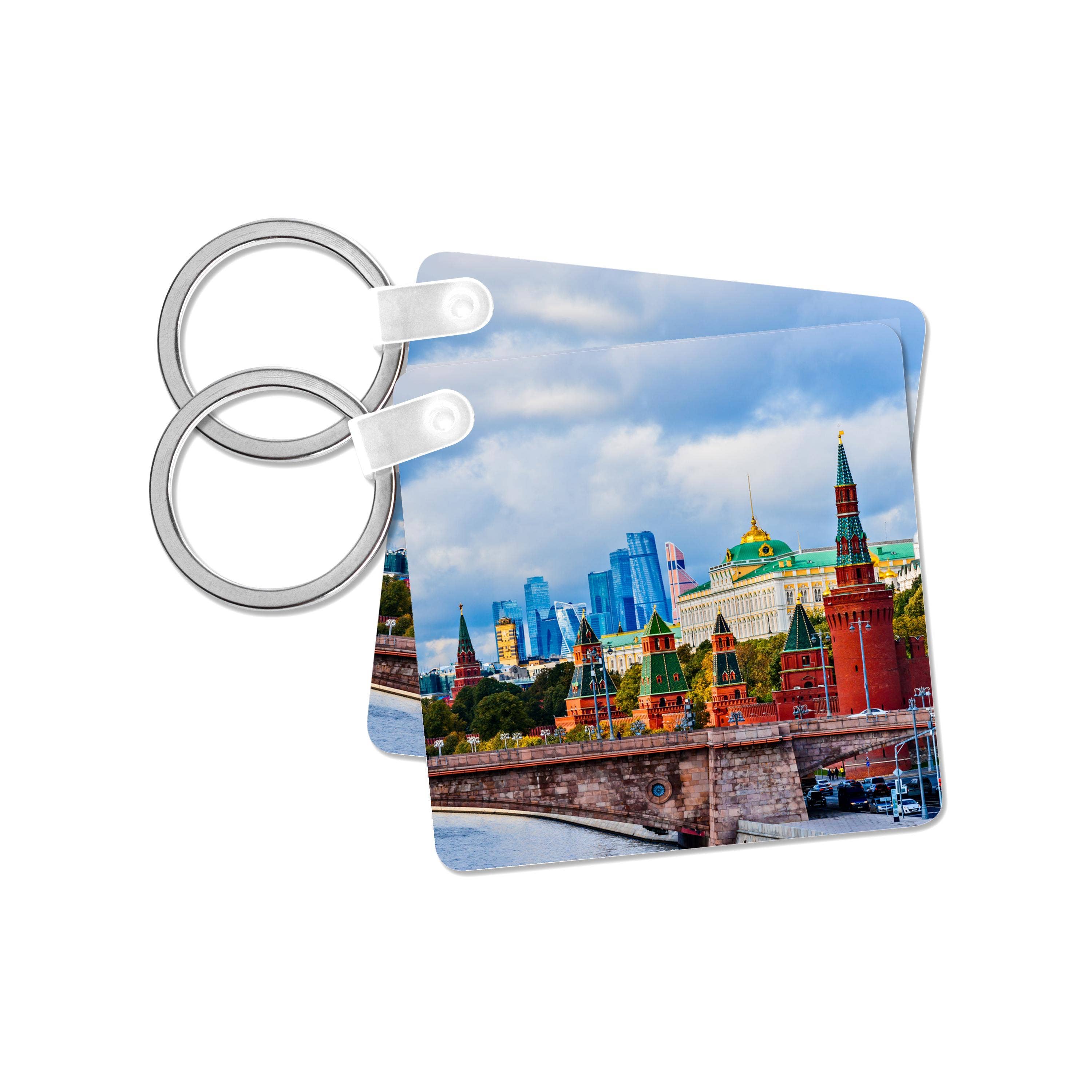 3dRose - Wholesale Keychain - Unisex - 3dRose, Moscow Kremlin towers and modern skyscrapers of Moscow City, Key Chain7