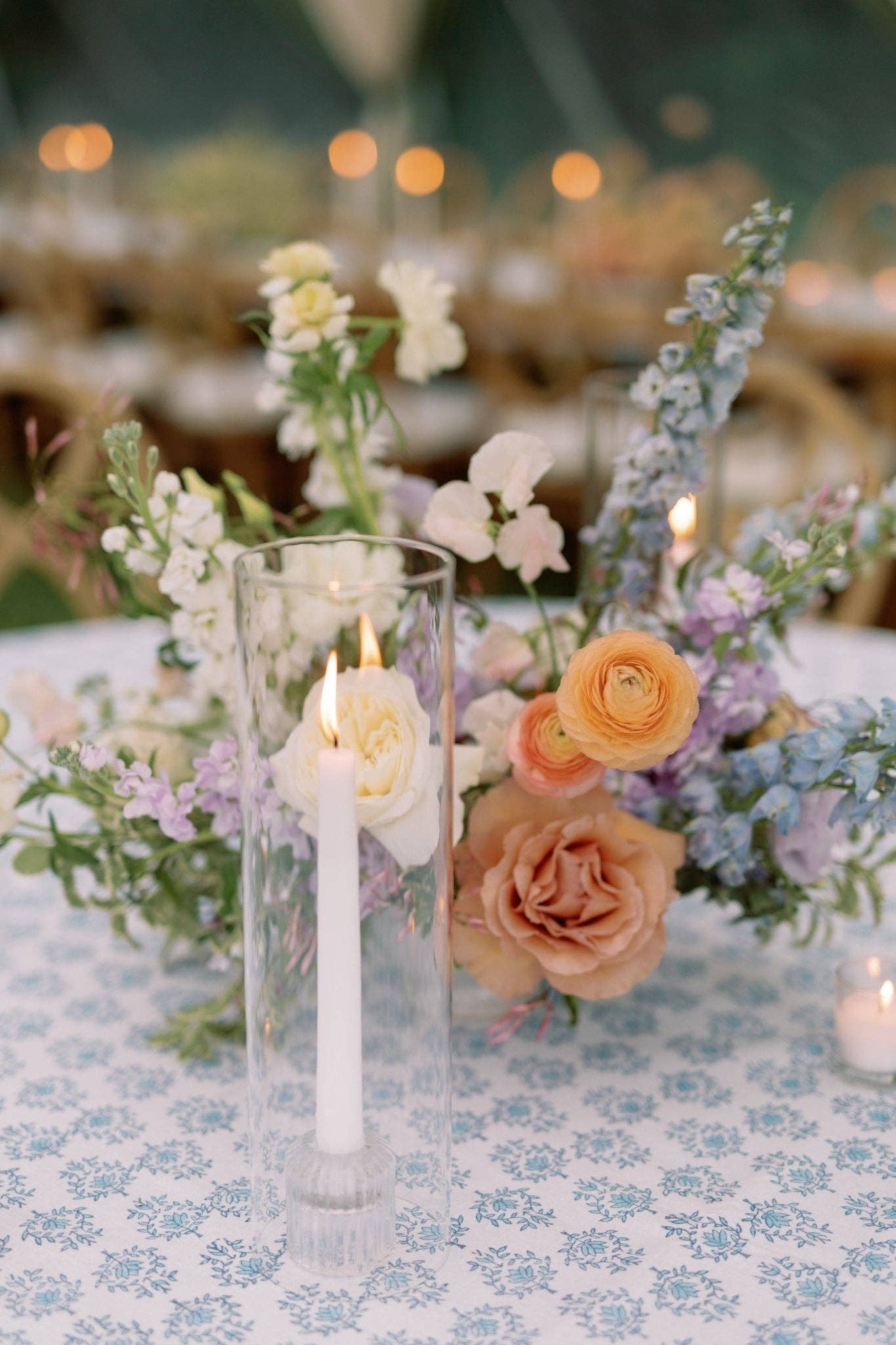 Mended - Wholesale Tablecloth - Table Throw - Lotus, Navy & Uniform Blue with Navy Vine Border2