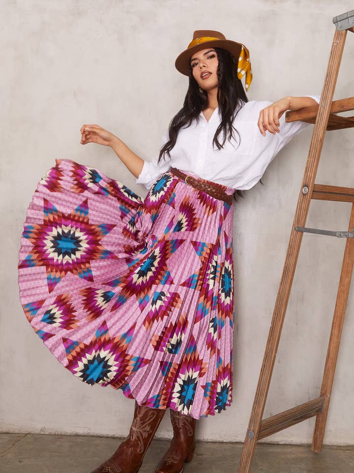 Pleated Midi Skirt - Purple for wholesale by B.Yellowtail