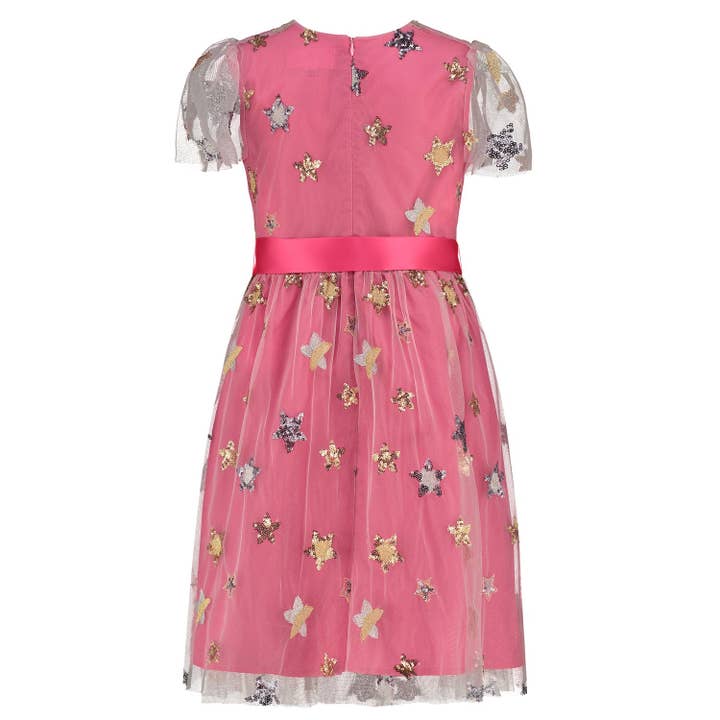 Holly Hastie London – wholesale Dress – Kids – Aster Sequin Star Tulle Girls Party Dress, Pink