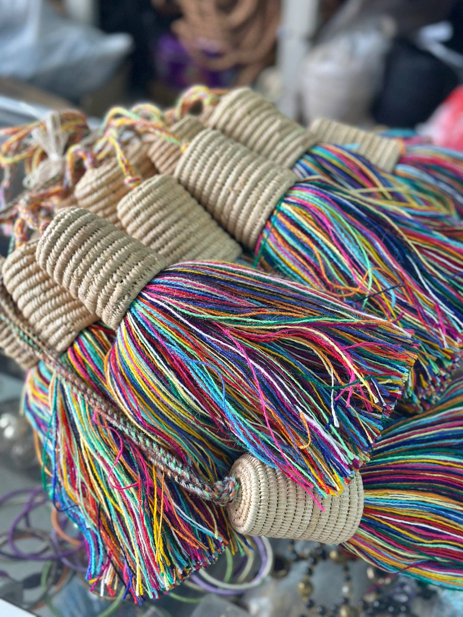 SOUK in the CITY - Wholesale Decorative Tassel/Wall Drop - XL Multi Tassel with Raffia Cup8