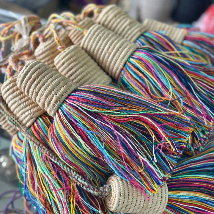 SOUK in the CITY - Wholesale Decorative Tassel/Wall Drop - XL Multi Tassel with Raffia Cup8