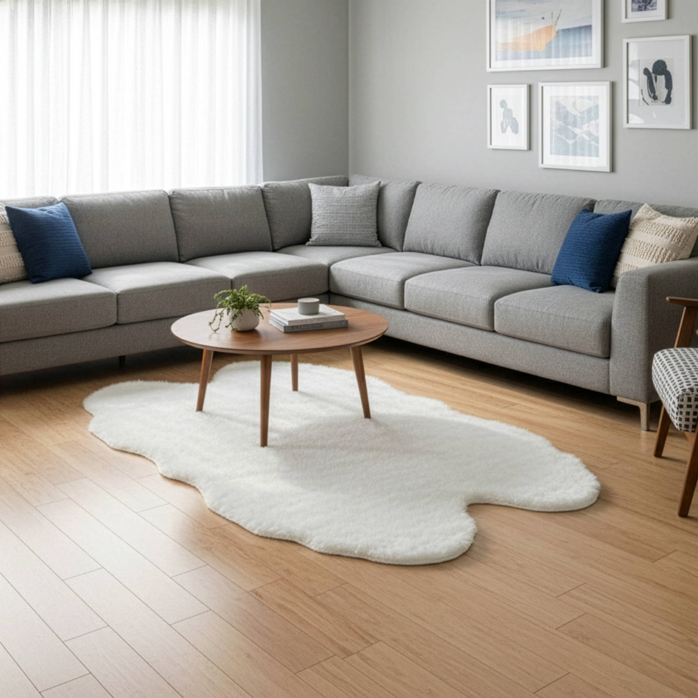 Glamour Home - Wholesale Area Rug - Ailsa Faux Sheepskin Fur Area Rug Animal-hide Shape White0