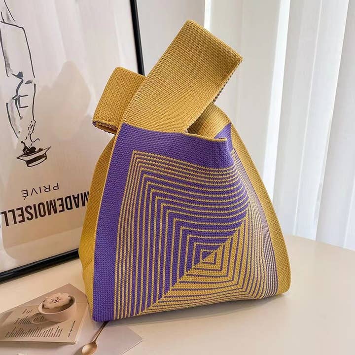 Little Trendy - Vente Tote bag – femme - Sac fourre-tout en tricot coloré pour femme, sac à main décontracté7