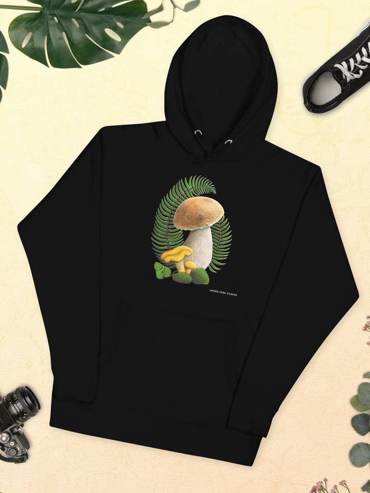 Mushroom Hooded Sweatshirt Mushroom Hoodie Mushroom Clothing for wholesale by Sword Fern Studios