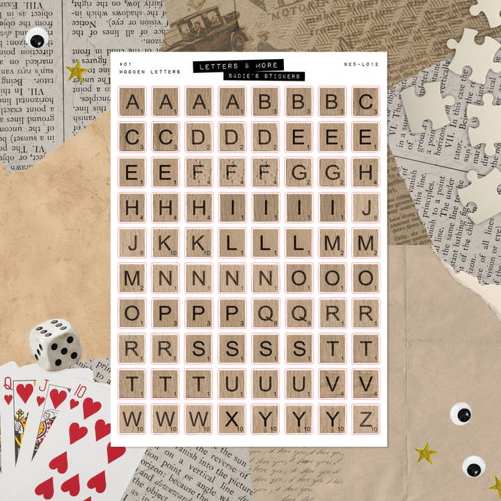 Lettere in Legno • Lettere & Altro Foglio Adesivo Decorativo per la vendita all'ingrosso da parte di Sadie's Stickers