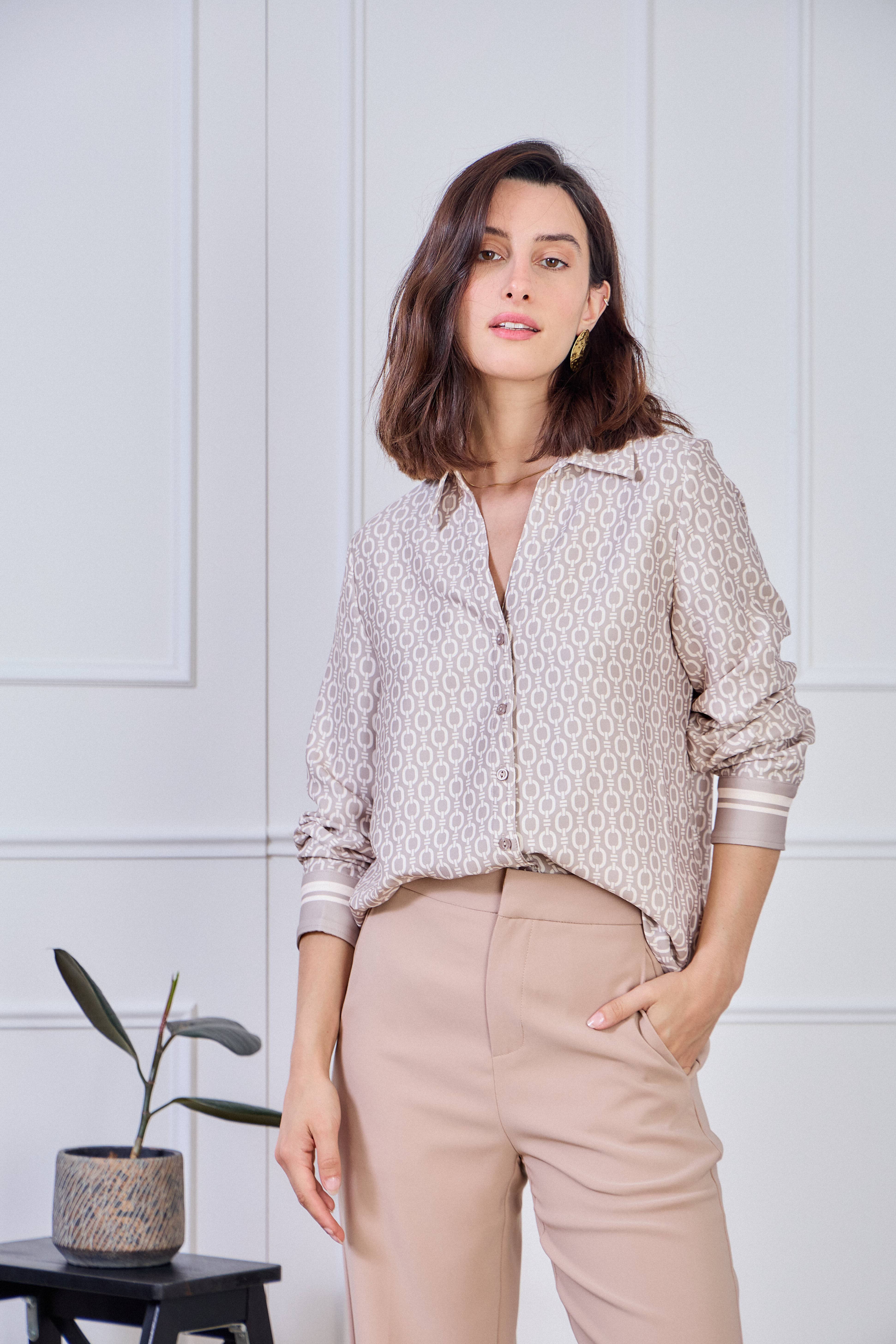 LULUMARY - Wholesale Overhemd met knopen - Dames - Kettingprint overhemd CH352A1