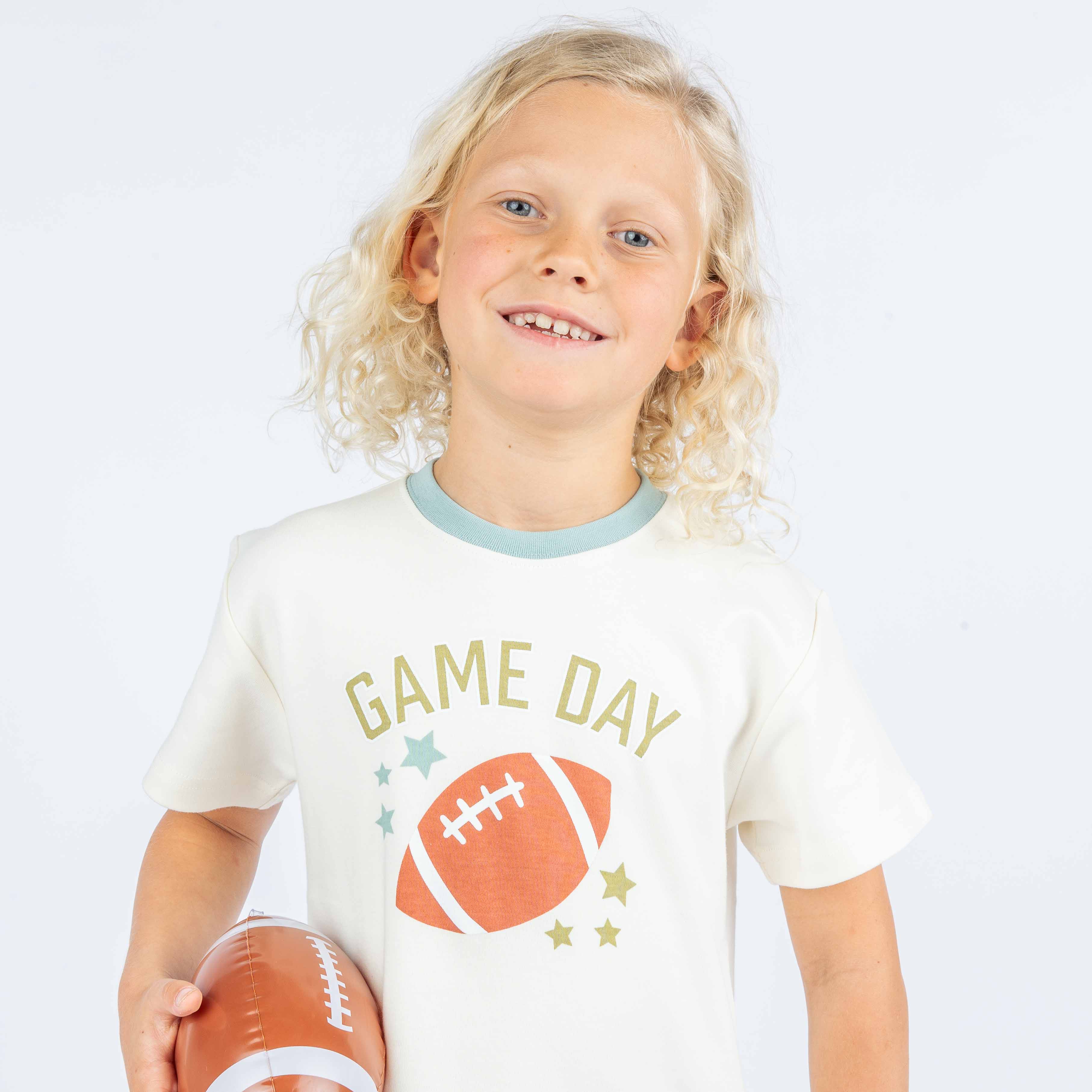 Emerson and Friends - Vente T-shirt sérigraphié – enfant - T-shirt à anneaux en coton pour enfants Football Game Day Sports1
