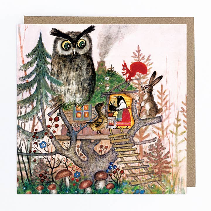 Magpie's guests greeting card for wholesale by Kapelki Art