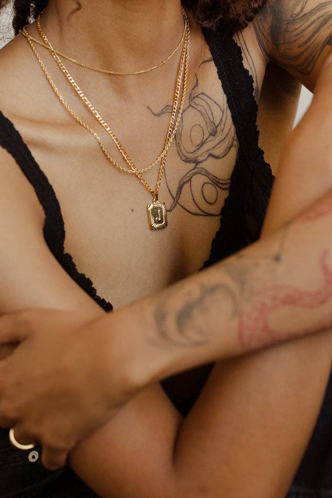 Katinki – wholesale Pendant/charm necklace – Personalized Initial Rectangle Medallion Necklace7