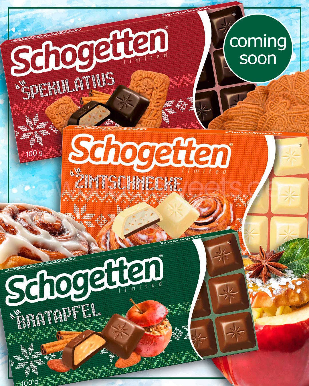 Global Bite Co - Wholesale Chocolate Covered Sweets - Schogetten Ginger Cinnamon Cookie Winter Edition 15x100g (Germany)1
