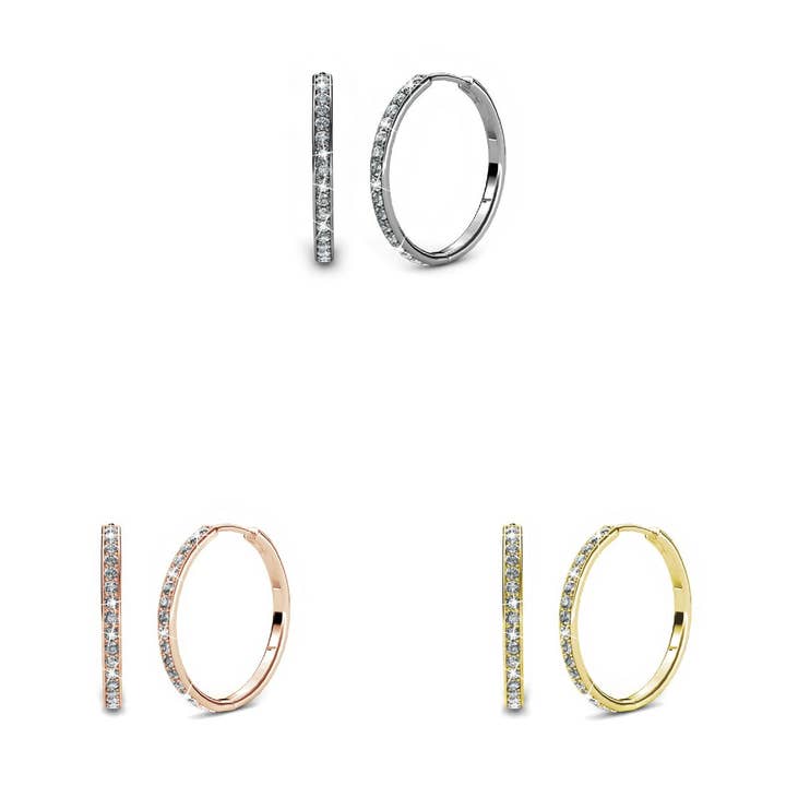 Brincos Elegantes - Dourado, Ouro Rosa, Prateado e Cristal por atacado de CARALI / MYC Paris