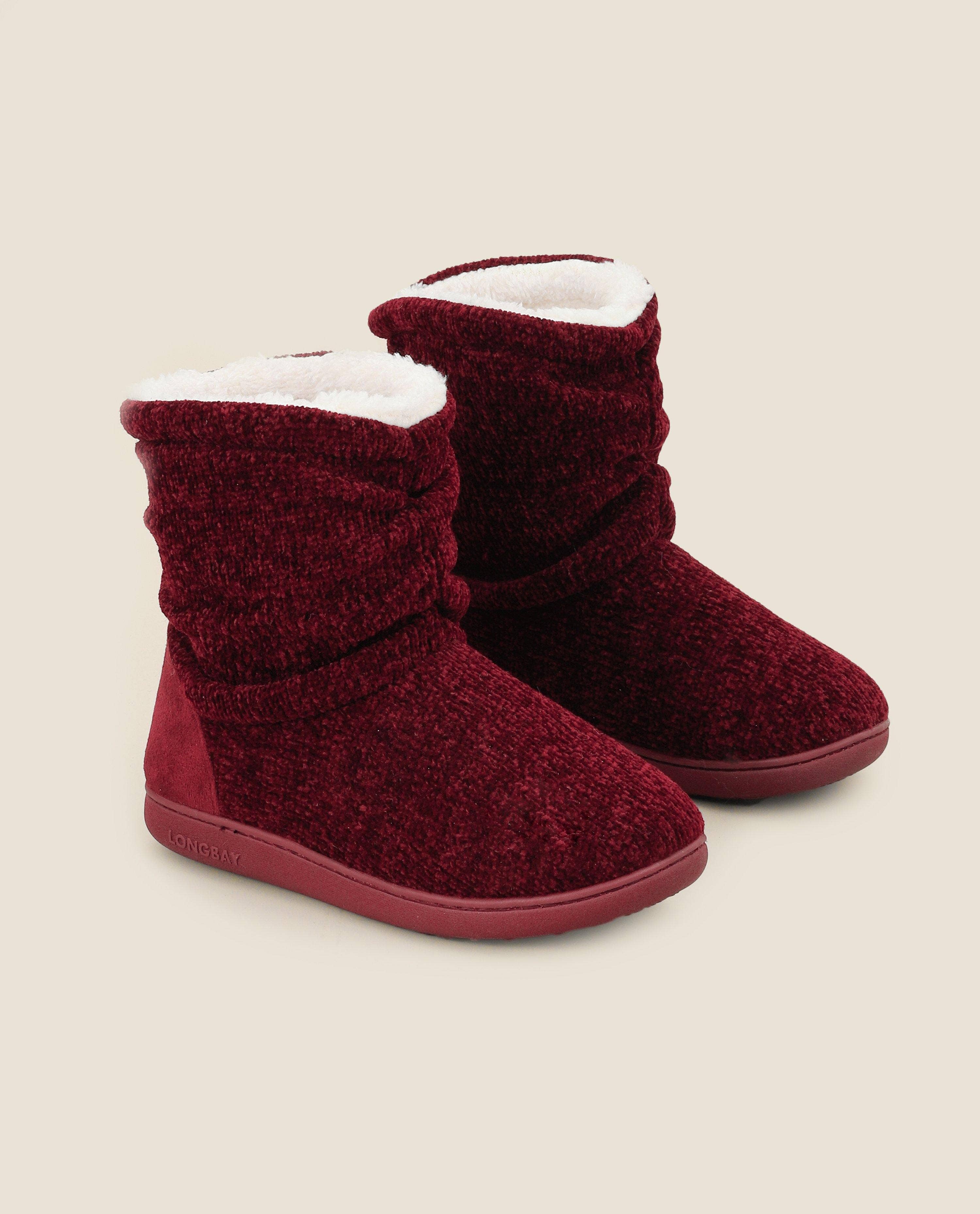 LongBay - Vente Bottines – femme - Chaussons bottillons en tricot chenille pour femmes Fuji21