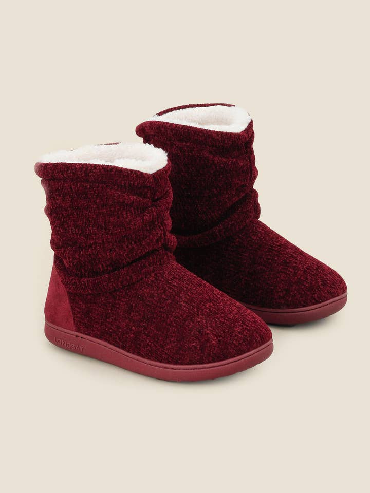 LongBay - Vente Bottines – femme - Chaussons bottillons en tricot chenille pour femmes Fuji21