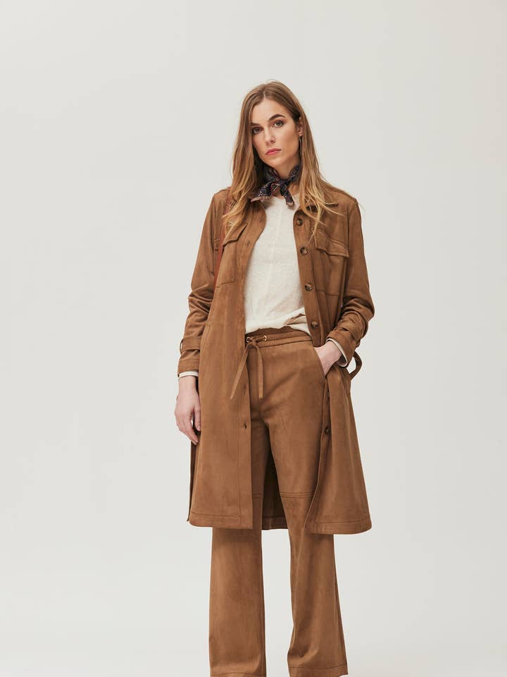 Dihel suede-effect trousers for wholesale by OKY