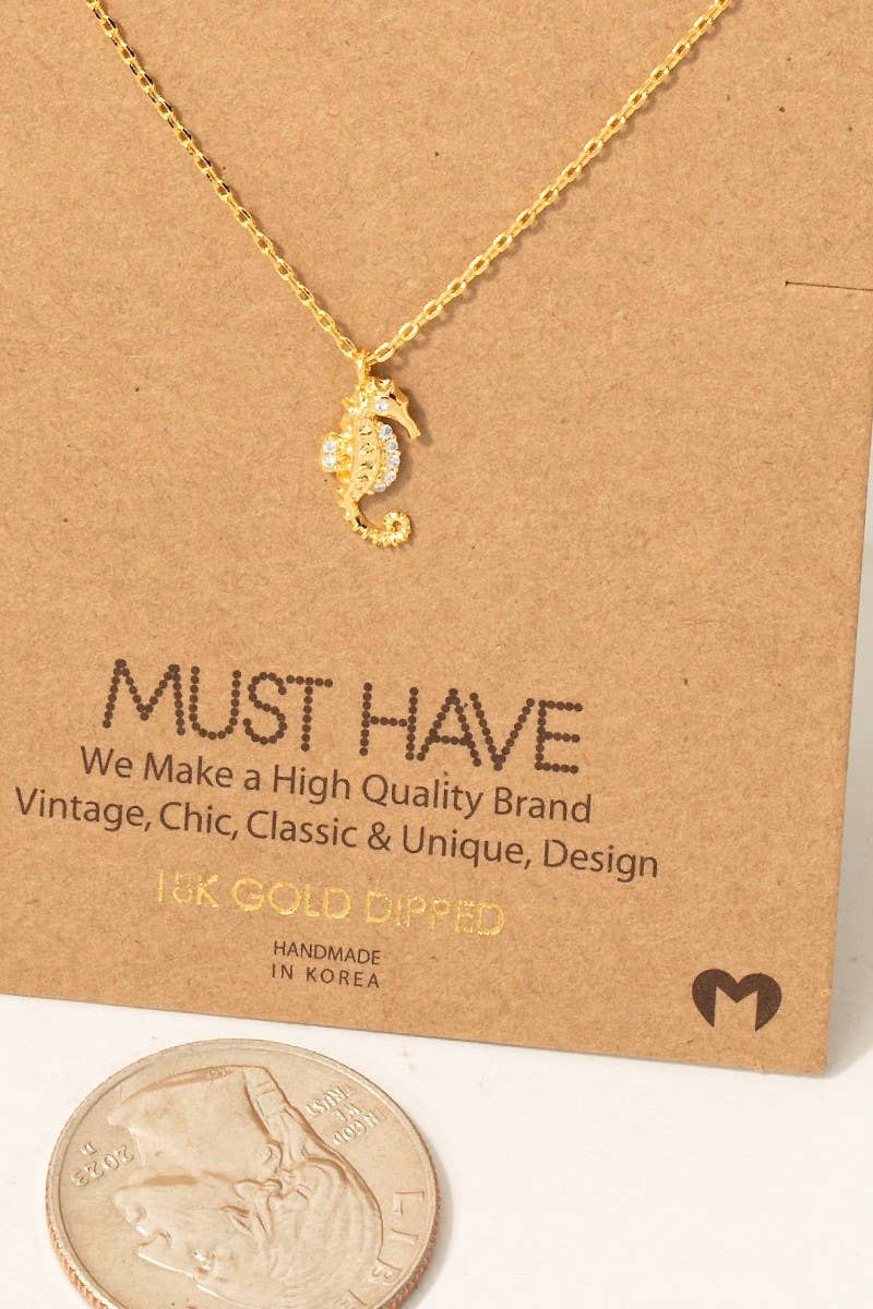 Fame Accessories – Engroshandel Halskæde med vedhæng – Gulddyppet Pave Sea Horse vedhæng halskæde2