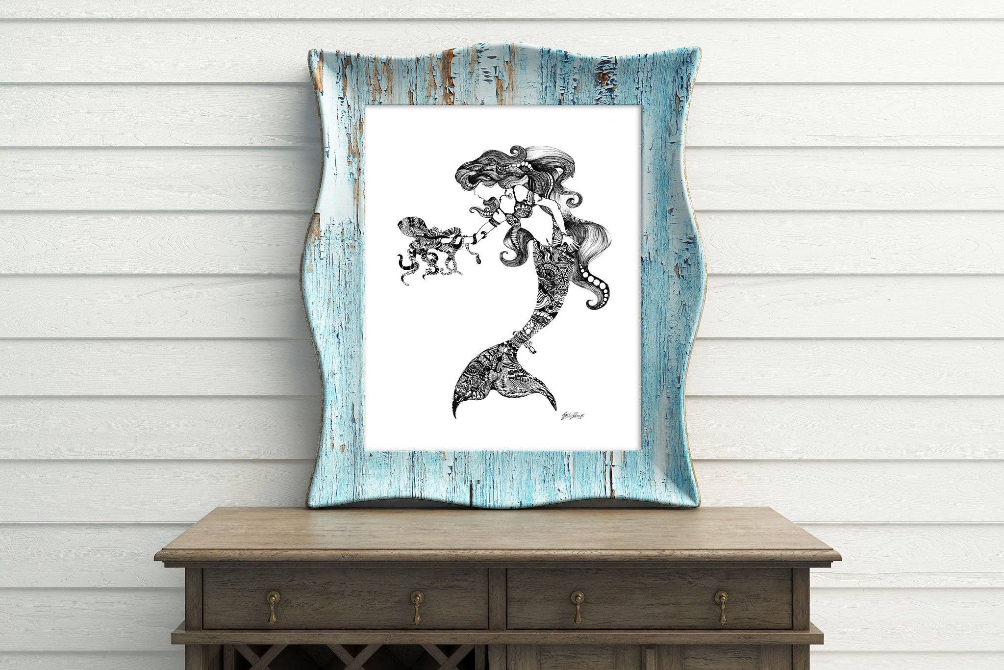 FJ Creations - Wholesale Art Print - Doodle Mystery Mermaid - Fine Art Print7