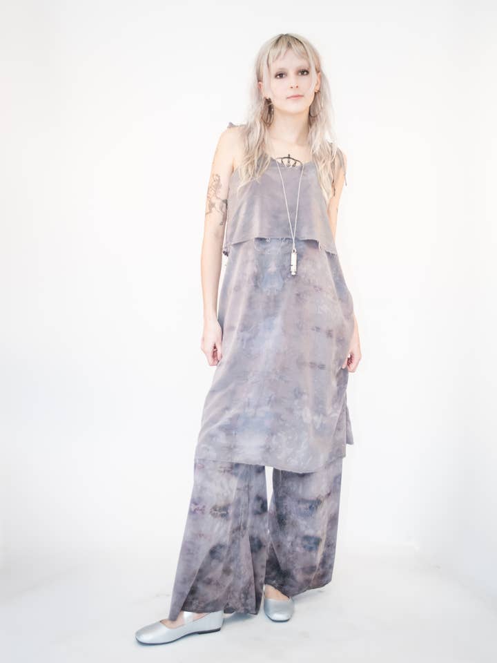 Ice Dyed Shelf Tie Dress-Thunderstorm for wholesale by Blank Canvas
