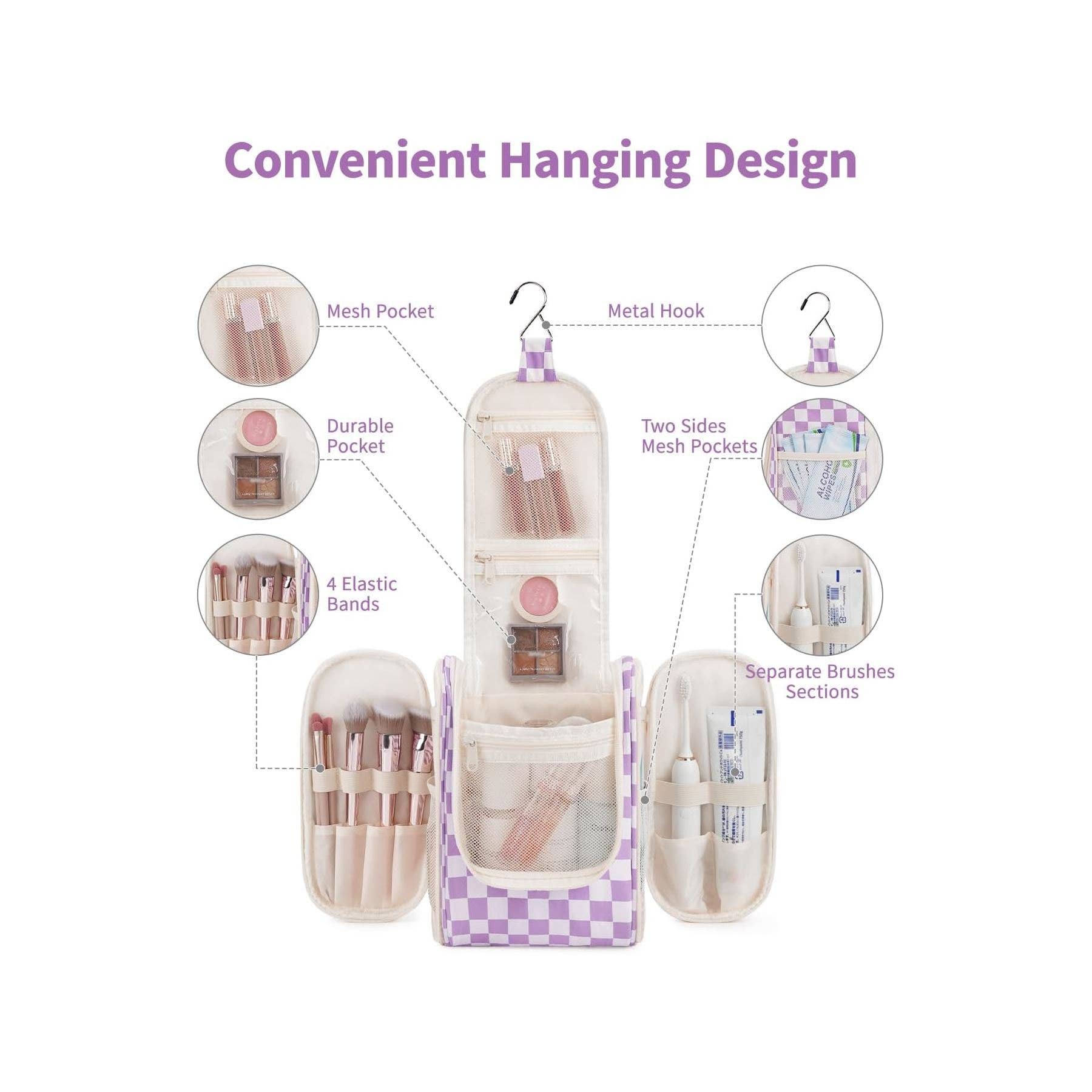 wandf - Wholesale Toiletry Bag - Women's - Hanging Travel Toiletry Cosmetic Bag for Women118