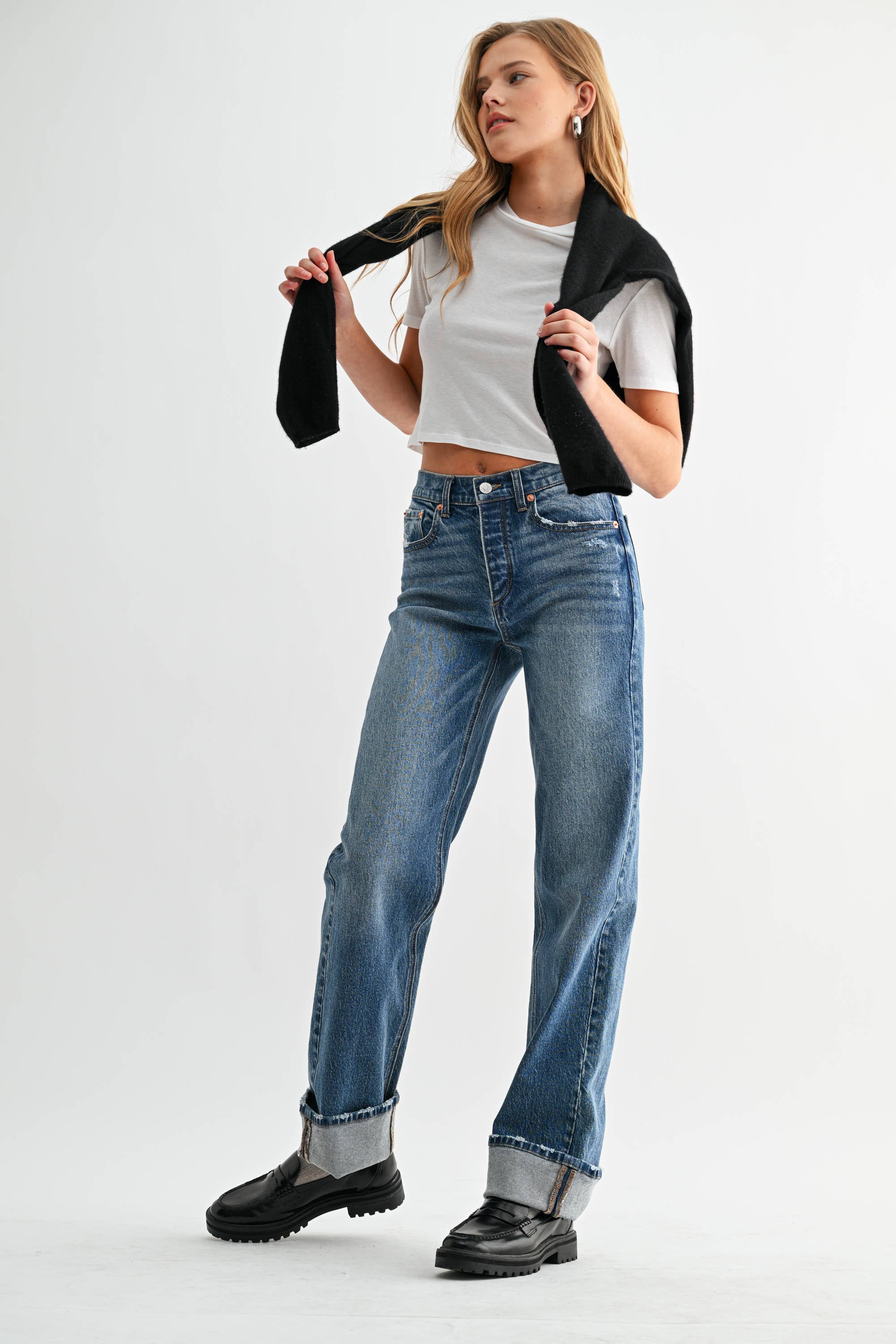 Jemina Denim - Wholesale Jeans - Women's - The Cuffed Wide Leg5