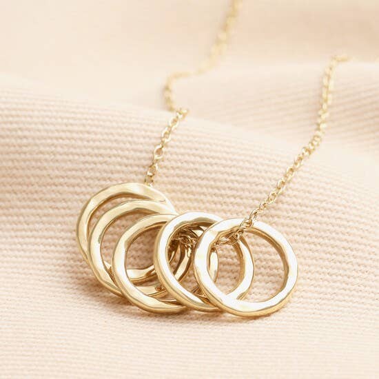 Stainless Steel Rings Pendant Necklace in Gold for wholesale by Lisa Angel