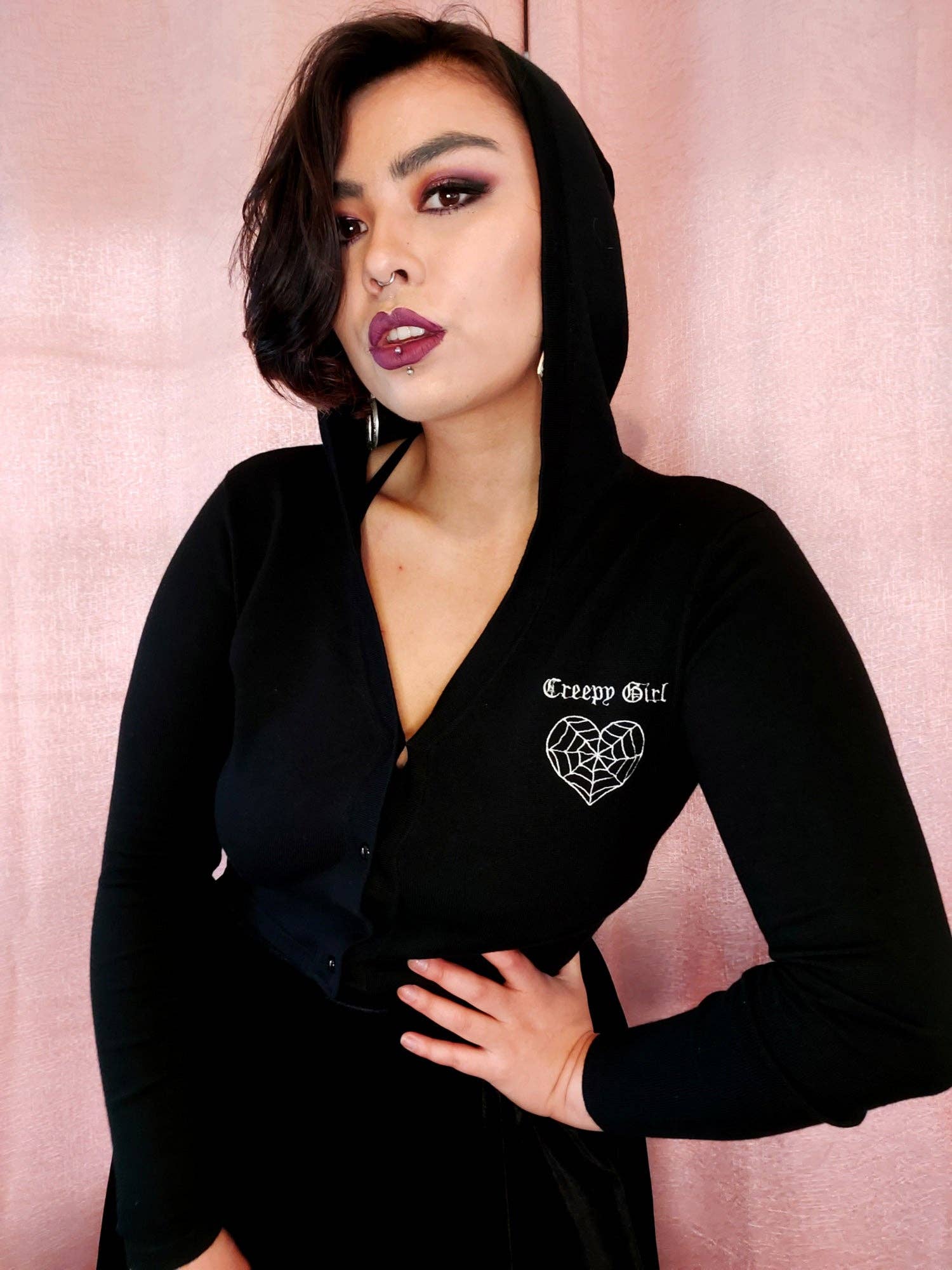 BLACK Padme Creepy Girl Cardigan for wholesale on Faire3