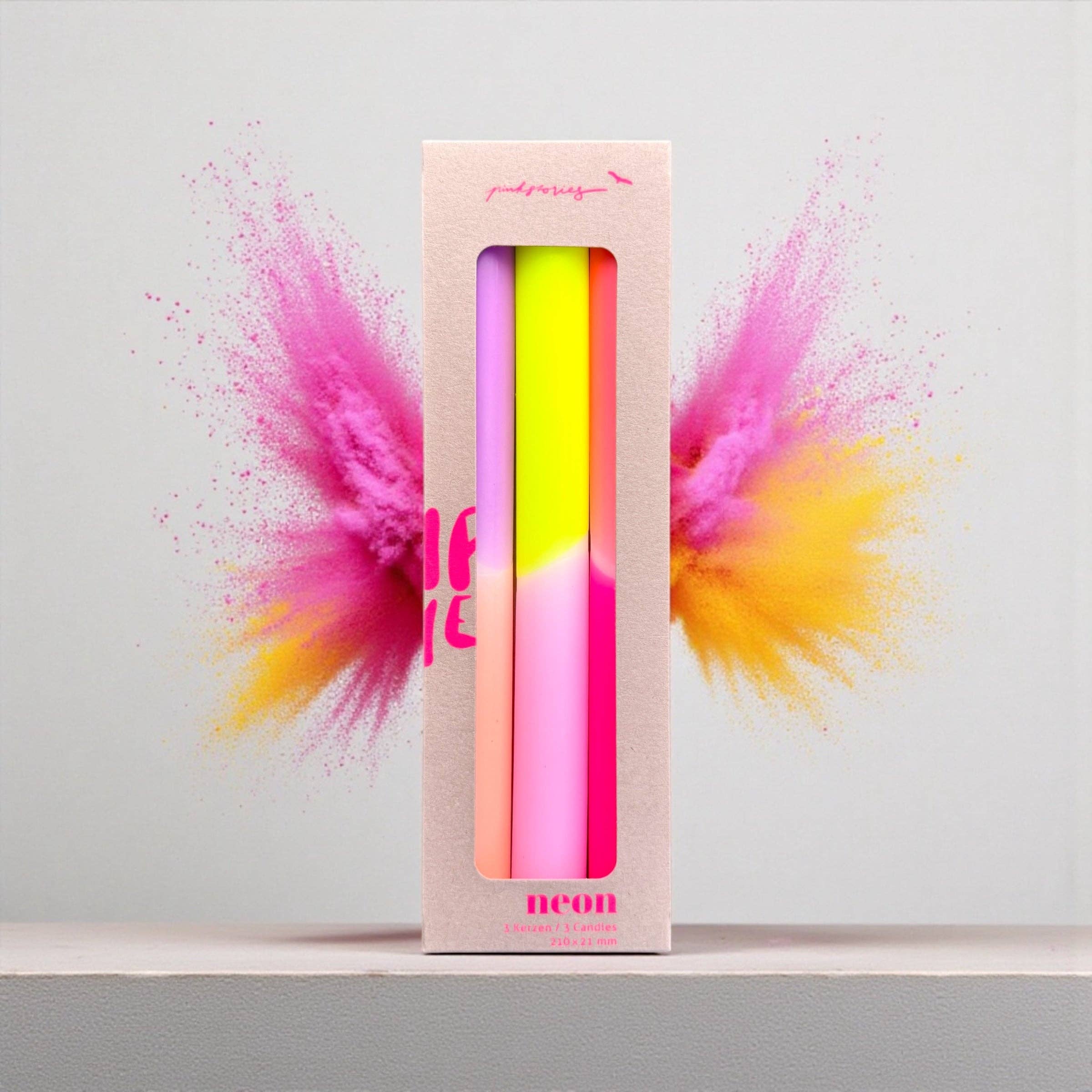 Pink Stories - Wholesale Taps toelopende kaars/kandelaar - Dip Dye neon dinerkaarsen set - Summer Breeze2