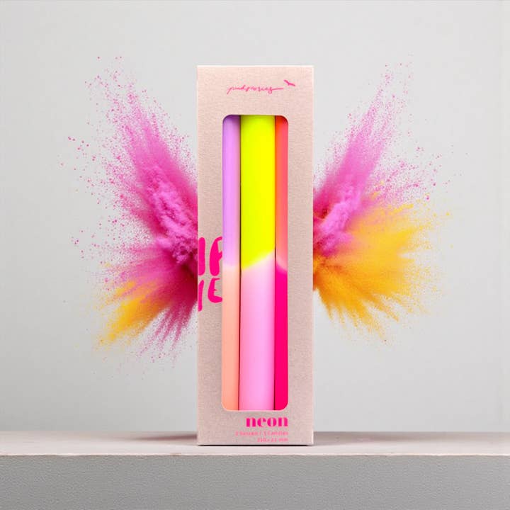 Pink Stories - Wholesale Taps toelopende kaars/kandelaar - Dip Dye neon dinerkaarsen set - Summer Breeze2