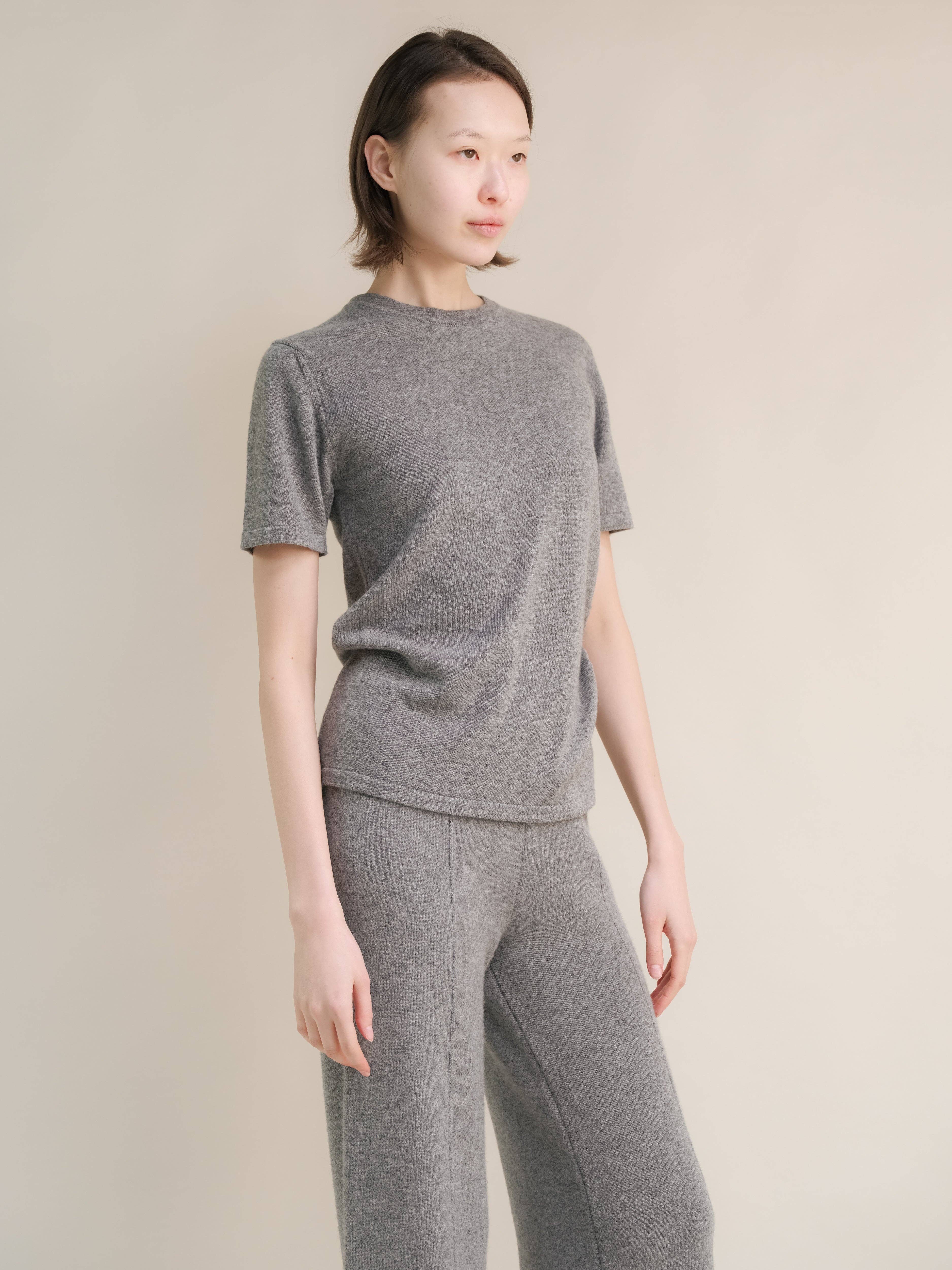 Steel Grey Cahsmere Mix T-Shirt for wholesale on Faire0