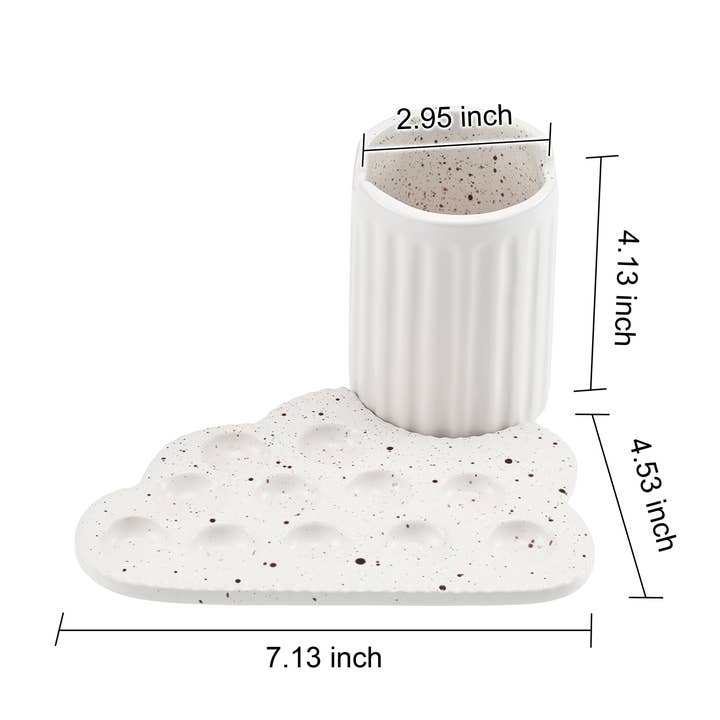 The Wine Savant / Khen Glassware - Wholesale Palette/Mixing Tray - Ceramic Paint Brush Holder & Palette Set - Cloud-Shaped