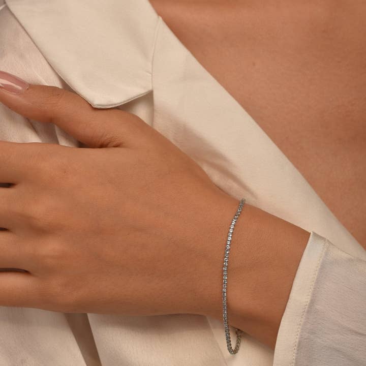 Aquamarijn Tennisarmband in 14K/18K Witgoud voor wholesale door Evara Jewelry