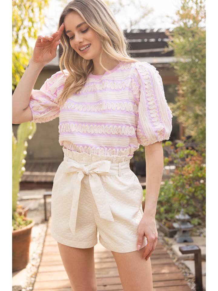VOY - Wholesale Shorts - Women's - 35645 High Waist Self Tie Shorts