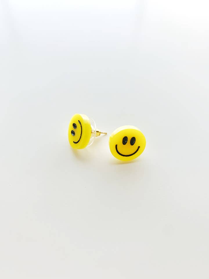 Smiley Face Stud earrings - acrylic for wholesale by SydniMakes