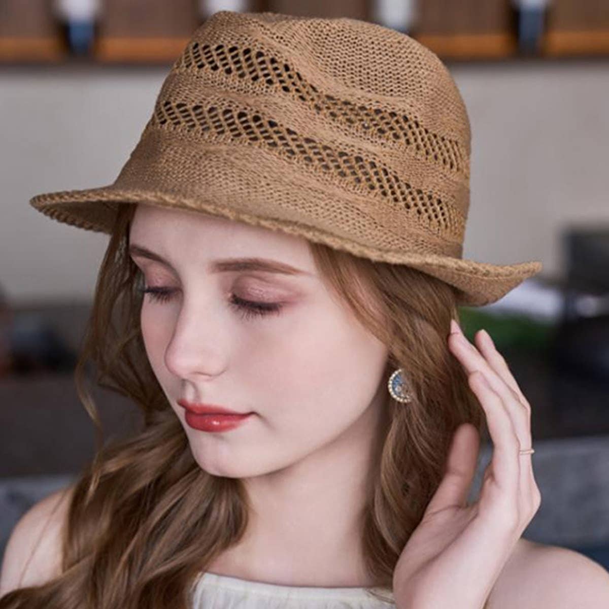 Brown STRAW SUN PROTECTION BUCKET HAT_CWAH1332 for wholesale on Faire7